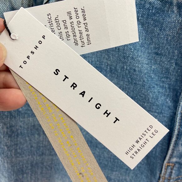 NWT Topshop Jeans Womens‎ 7 29x32 High Waist Straight Medium Washed Distressed - Picture 11 of 12